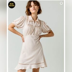 FREE PEOPLE Warm Glow Mini Dress petal bloom light pink/peach  NWOT XS